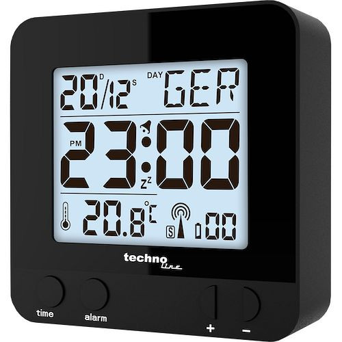 Radio-réveil Technoline noir, radio-réveil DCF-77 avec possibilité de réglage manuel, dimensions : 80 x 80 x 30 mm, WT 235 noir