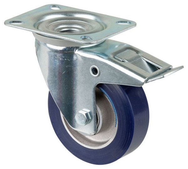 Rouleau de transport BS rollers avec frein, largeur 40 mm, Ø100 mm, jusqu'à 150 kg, bande de roulement en polyuréthane coulé, corps en aluminium, roulements à billes, L420.B91.100