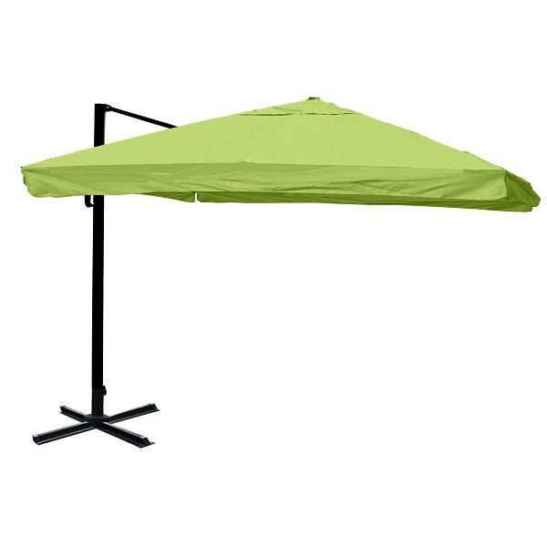 Mendler gastronomy parapluie feu tricolore HWC-A96, parasol, 3x3m (Ø4,24m) polyester/aluminium 23kg, rabat, vert sans support, rotatif, 138982+122472