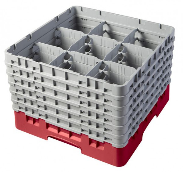 Panier de lavage Cambro 9 compartiments Camrack® 30 cm rouge, lot de 2, 9S1114163