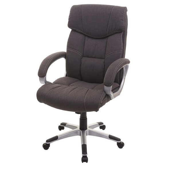 Chaise de bureau Mendler HWC-A71, chaise de direction, chaise pivotante, chaise de bureau, tissu/textile, gris foncé, 74186