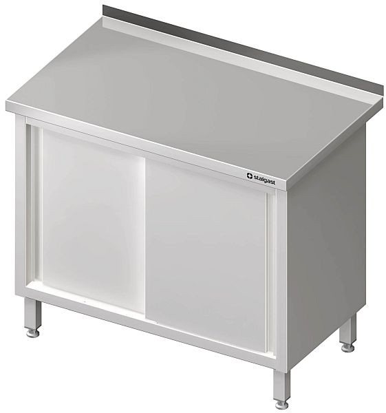 Armoire de travail Stalgast avec portes coulissantes, 1000x600x850 mm, avec dosseret, soudée, VAS10602A