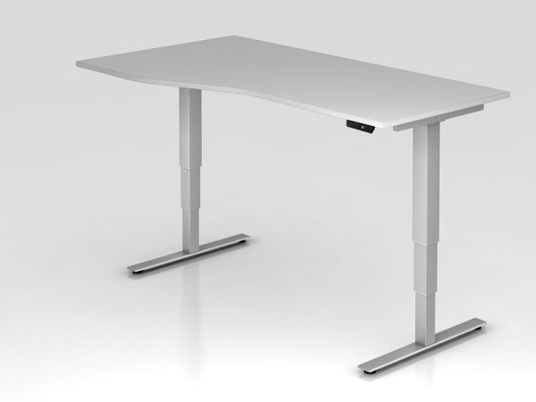 Bureau assis-debout électrique Hammerbacher 180x100/80cm gris, forme libre, montable à gauche ou à droite, VXDSM18/5/S