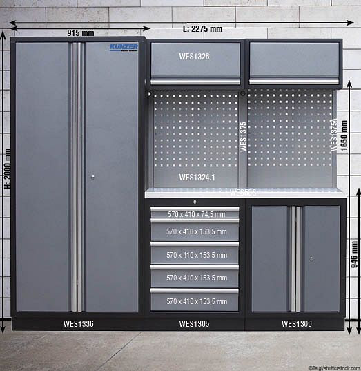 Module d'atelier Kunzer 1 avec plan de travail en acier inoxydable, WESS1