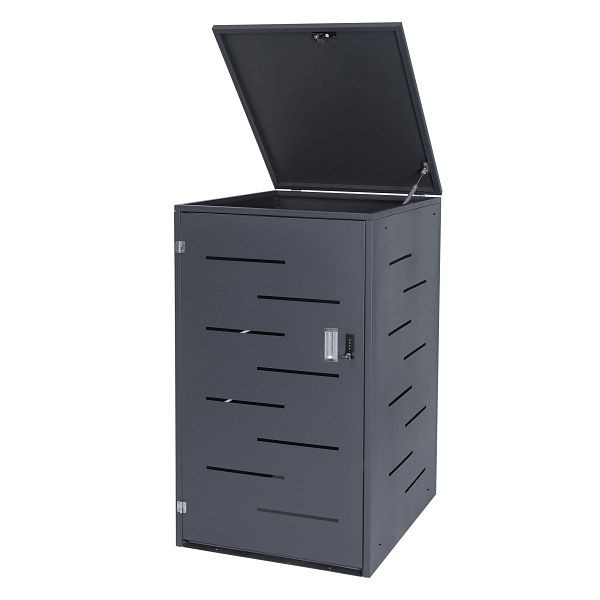 Mendler HWC-E83 revêtement de poubelle, poubelle, couvercle de poubelle, extensible 108x61x76cm, anthracite, acier 33kg, 68802+70323