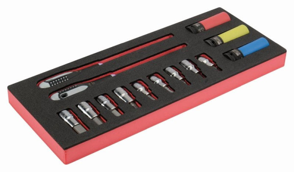 Insert Bahco 1/3, clé à douille + accessoires 1/2", 14 pièces, FF1E2210