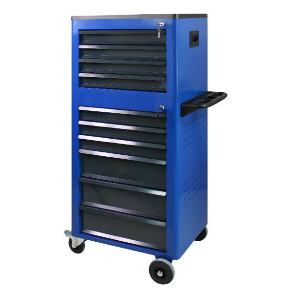 Chariot d'atelier ADB Basic avec coffre à outils, 12 tiroirs, bleu, 21062
