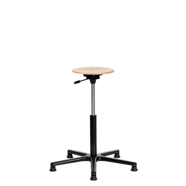 Tabouret de travail SOFAME NATUR avec patins, hauteur d'assise 52-78 cm, piètement aluminium, W050010006