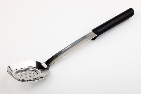 Cuillère de service APS, fendue, longueur environ 37,5 cm, acier inoxydable, manche ergonomique antidérapant, 00833