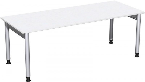 Bureau geramöbel réglable en hauteur, 2000x800x680-820, blanc/argent, N-657147-WS