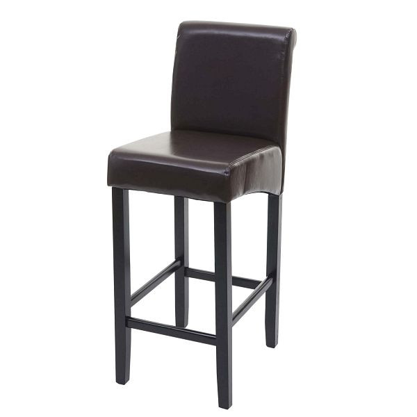 Tabouret de bar Mendler HWC-C33, tabouret de comptoir de tabouret de bar, bois, marron, pieds foncés, cuir, 74525