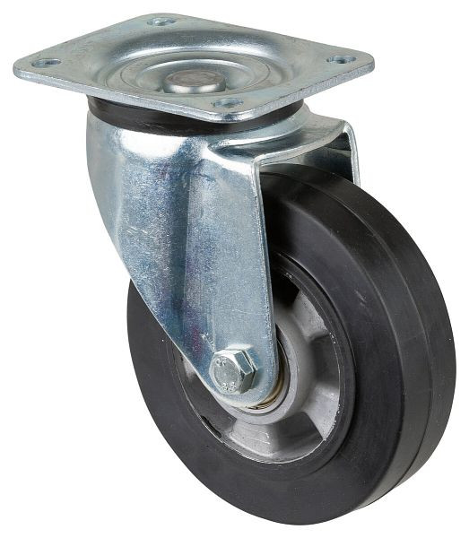 Roulette robuste BS Wheels, largeur de roue 50 mm, Ø roue 160 mm, capacité de charge 300 kg, bandages élastiques noirs, corps de roue en aluminium, roulements à billes, L600.B80.160