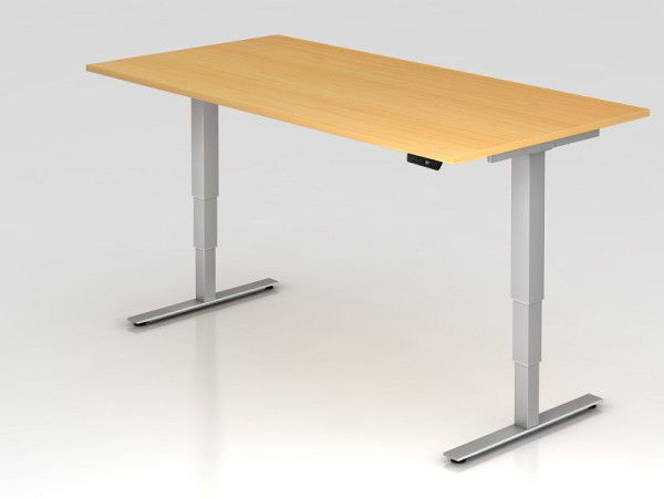 Bureau assis-debout électrique Hammerbacher 200x100cm hêtre, hauteur de travail 63,5 -128,5 cm, VXDSM2E/6/S
