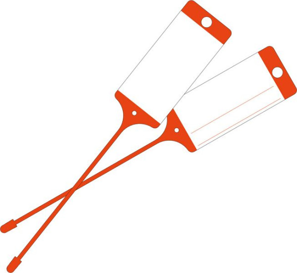 Etiquette de marchandises Eichner en PP résistante aux intempéries avec champ d'étiquetage neutre, rouge, UE : 100 pièces, 9219-00775