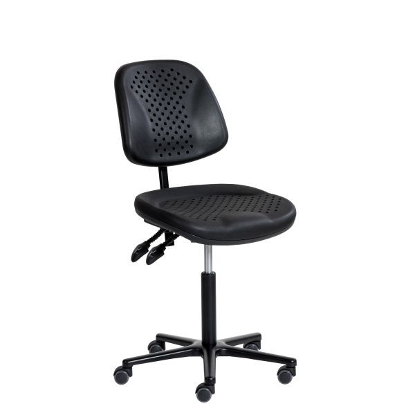 Chaise de travail SOFAME AIRPLUS avec roulettes, hauteur d'assise 52-72, avec réglage de la profondeur d'assise, piètement en aluminium, W050030015