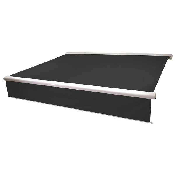 Store à cassette électrique Mendler T124, cantonnière extensible 5x3m, polyester anthracite, 58235+35606