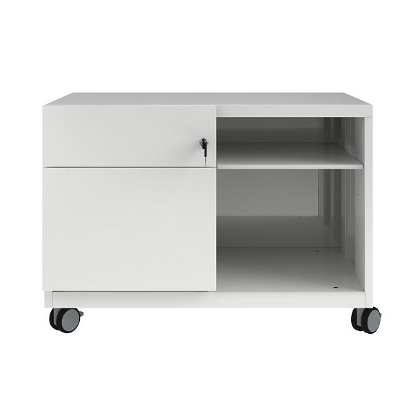 Conteneur roulant Bisley Note Caddy tiroirs gauche, L 800 mm, blanc signalisation, CADM08LH696