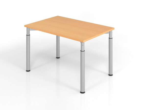 Bureau Hammerbacher YS12, 120 x 80 cm, plateau : hêtre, épaisseur 25 mm, chant épais en ABS, forme rectangulaire, argent, VYS12/6/S