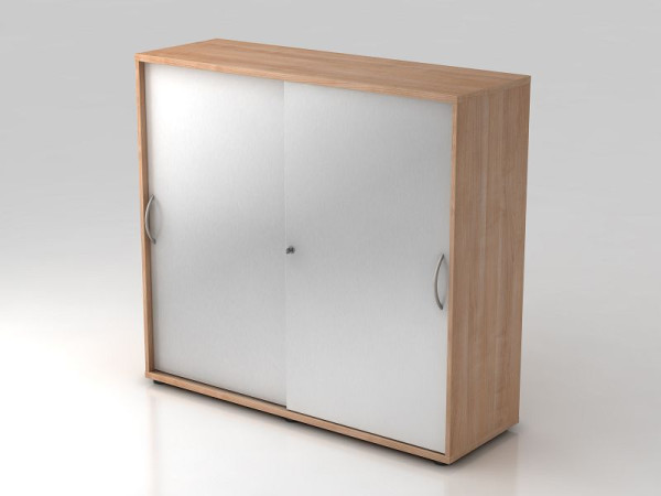 Armoire à portes coulissantes Hammerbacher 3OH 120cm poignée arquée noyer/argent, 120x40x110 cm (LxPxH), V1753S/N/S/BM
