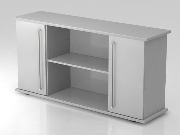 Buffet Hammerbacher 2 portes 166cm poignée chromée gris/gris, 166,1x44,8x84 cm (LxPxH), VSB2T/5/5/CE