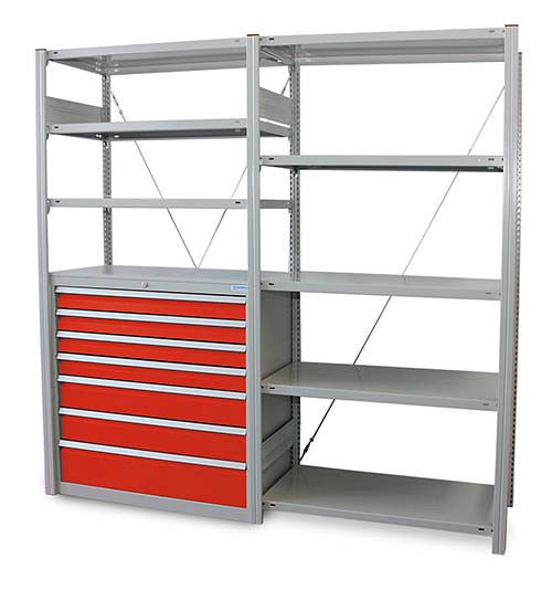 Système d'étagères enfichables Bedrunka+Hirth, étagère de base, LxPxH 1010x535x2000 mm, 05.1005-3A