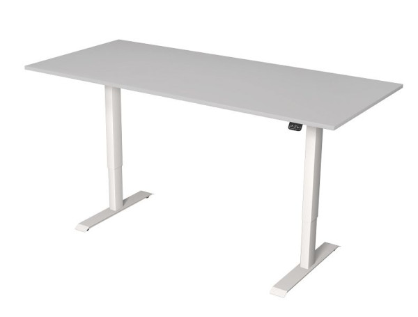 Table assis/debout Kerkmann L 1800 x P 800 mm, réglable en hauteur électriquement de 720 à 1200 mm, gris clair, 10360611