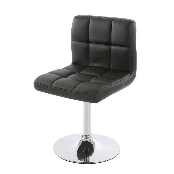Chaise de salle à manger Mendler Kavala, chaise de cuisine, rotative, simili cuir noir, base chromée, 74404