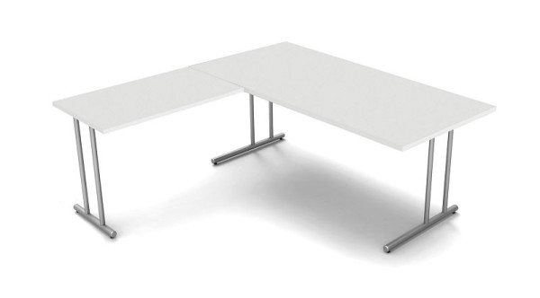 Bureau Kerkmann L 1800 mm avec rallonge 1000 x 600 mm, gris clair, 11467411