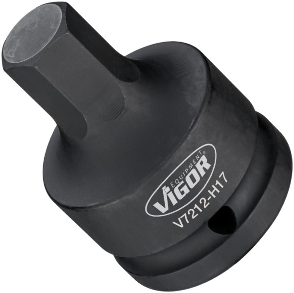 Embout de tournevis pour clé à chocs VIGOR, carré creux 20 mm (3/4"), profil à six pans intérieurs, 17 mm, V7212-H17