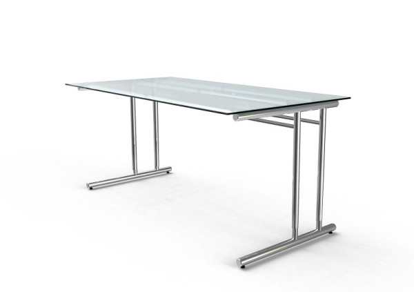 Bureau Kerkmann L 1600 x P 800 x H 680-820 mm, Artline, verre, 11764982