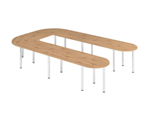 Set de table Hammerbacher K6, plateau : chêne noueux, composé de : 4 x VKP12, 1 x VKP08, 2 x VKP91, 2 x VKA60, 16 x VSTFK en chrome, VSETK6/R/C