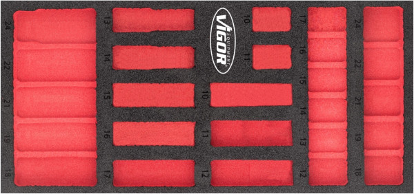 Inserts en mousse souple bi-composant VIGOR, dimensions insert / taille tiroir : S (188 x 393 x 35 mm), utilisation : V5602, V5602-L