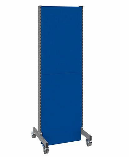 Cloison acoustique mobile DENIOS, champ de base, L 625, H 2000 mm, tôle perforée acoustique d'un côté, gris/bleu, 293099
