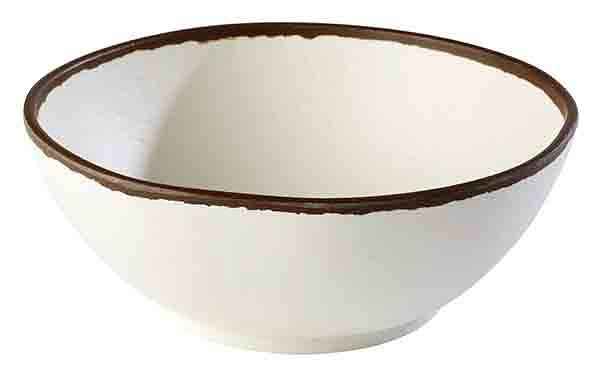 Bol APS -CROCKER-, Ø 21 cm, hauteur : 8 cm, 1,45 litres, mélamine, crème, avec bord marron, 84577