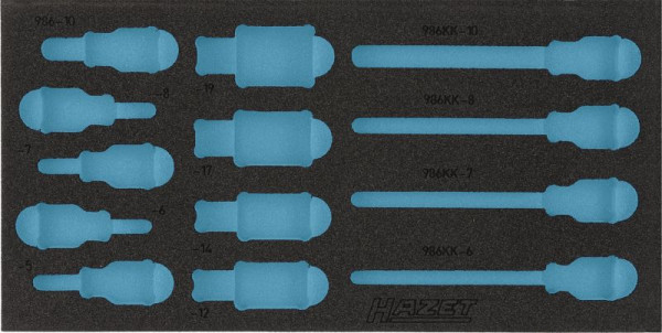 Insert en mousse souple Hazet à 2 composants, pour 163-220/13, 986/13, dimensions / longueur : 342 mm x 172 mm, 163-220L