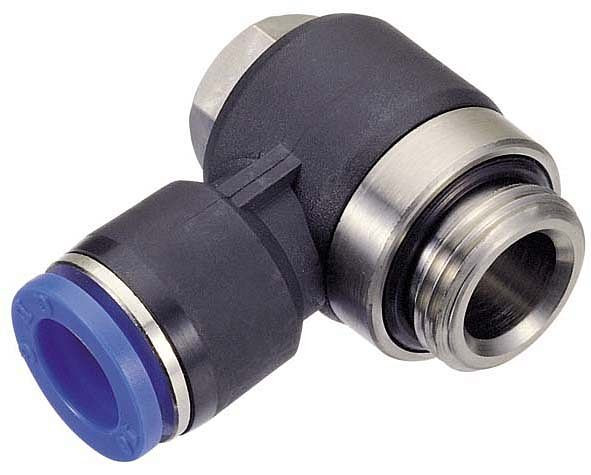 temporisateur B-WSH-8-3/8-KU, rotule coudée, cylindrique avec joint torique en plastique, tuyau Ø : 8 mm, filetage : 3/8", UE : 5 pièces, 03180300
