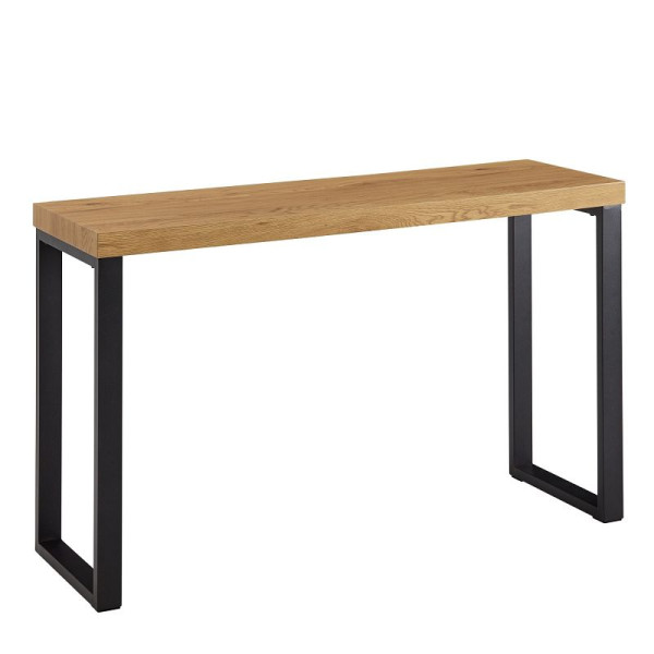 Wohnling Table console décor chêne/noir 120x39x75,5 cm buffet design couloir, table de rangement étroite, table de couloir avec pieds en métal, WL6.570