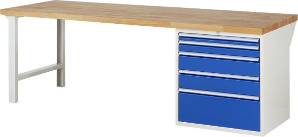 Etabli RAU série 7000 - conception modulaire, conteneur de sous-structure (5x tiroirs XL), 2500x840x900 mm, 03-7611A1-259B4S.11