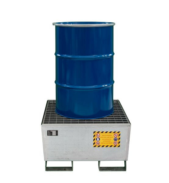 Bacs de collecte Sall en acier galvanisé pour fûts - empilables EKZ, 80 x 80 x 45 cm, EKON101Z