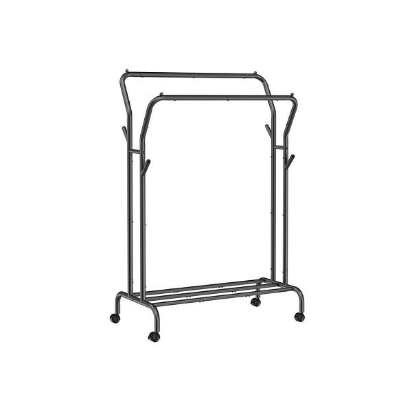 SONGMICS portant à vêtements sur roulettes avec 2 tringles à vêtements noir, HSR107B01