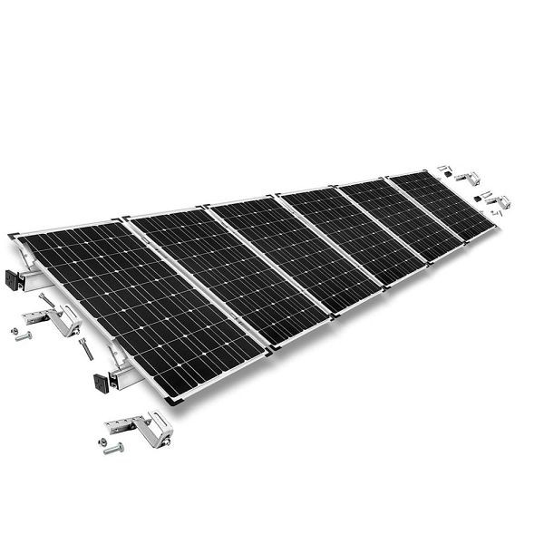 Kit de fixation Offgridtec avec crochet de toit, réglable en 3 directions (pour tuiles) pour installation sur toit en pente, 6 panneaux solaires, hauteur de cadre 35 mm, 8-01-013775-012