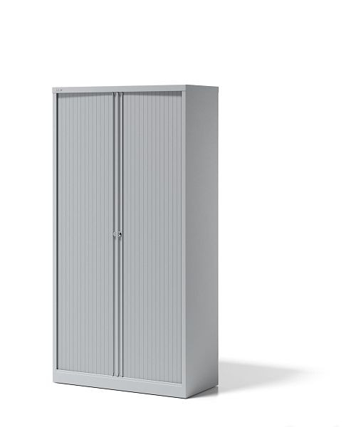 Armoire à volet roulant Bisley Essentials, avec 4 étagères pour 5 hauteurs de dossiers, gris clair, YETB10194SLG645