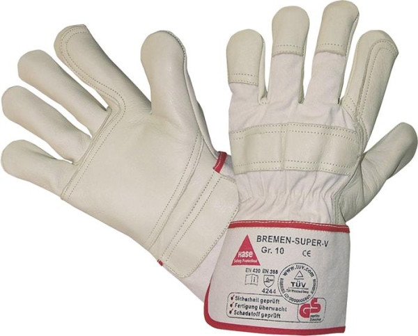 Hase Safety BREMEN-SUPER-V, Gants de sécurité à 5 branches en cuir pleine fleur, taille : 10, UE : 12 paires, 293010-10