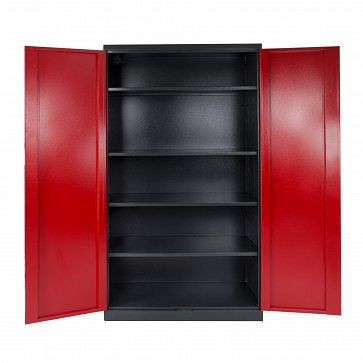 Armoire à double porte ADB XXL, dimensions (L x H x P) : 1100 x 1920 x 580 mm, coloris : corps (gris, RAL 7016) façade (rouge, RAL 3000), 40913