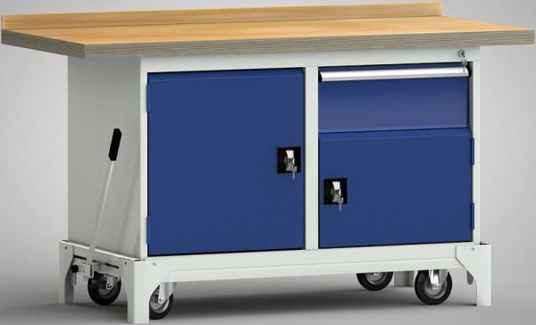 Etabli professionnel mobile KLW - 1500 x 700 x 871 mm L x l x H, WP782N-1500M45-E7064