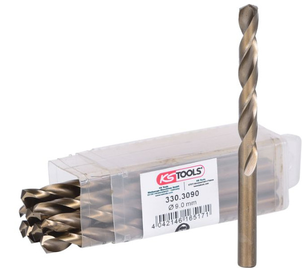 KS Tools Foret hélicoïdal HSS-G Co 5, 9 mm, paquet de 10, 330.3090