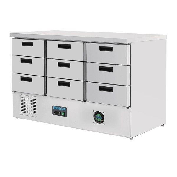 Comptoir réfrigéré Polar série G 9 tiroirs 368L, FA441