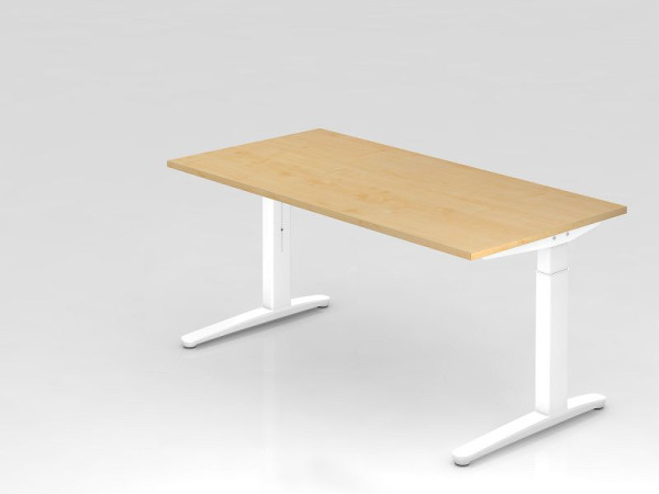Bureau Hammerbacher base C 160x80cm érable/blanc, coulisses en aluminium blanc, VXB16/3/WW