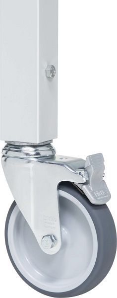 Jeu de roulettes RAU avec fixation extensible, 2 roulettes fixes et 4 roulettes pivotantes avec freins, 09-RS125EP-4LF-2B