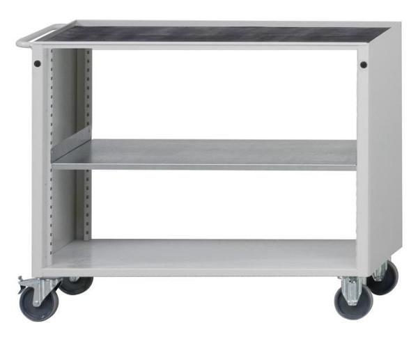 Chariot d'atelier ANKE; 1090x615x930 mm; RAL 7035; Baignoire avec tapis antidérapant; Boîtier monobloc; 1x étagère continue, 460.250
